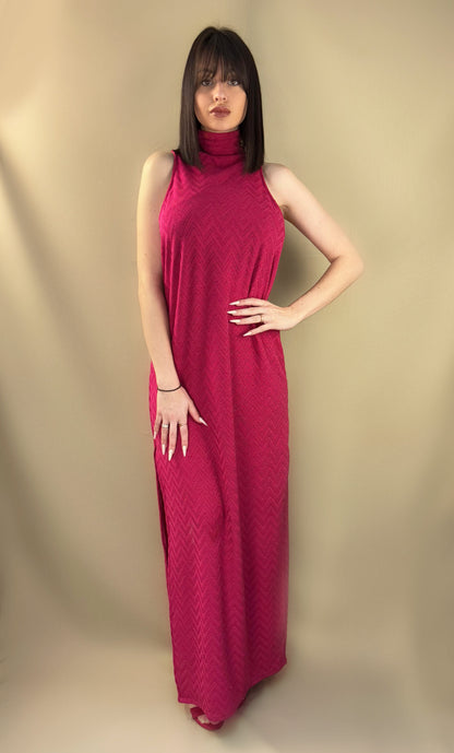 ROBE LONGUE ROSE EN MAILLE