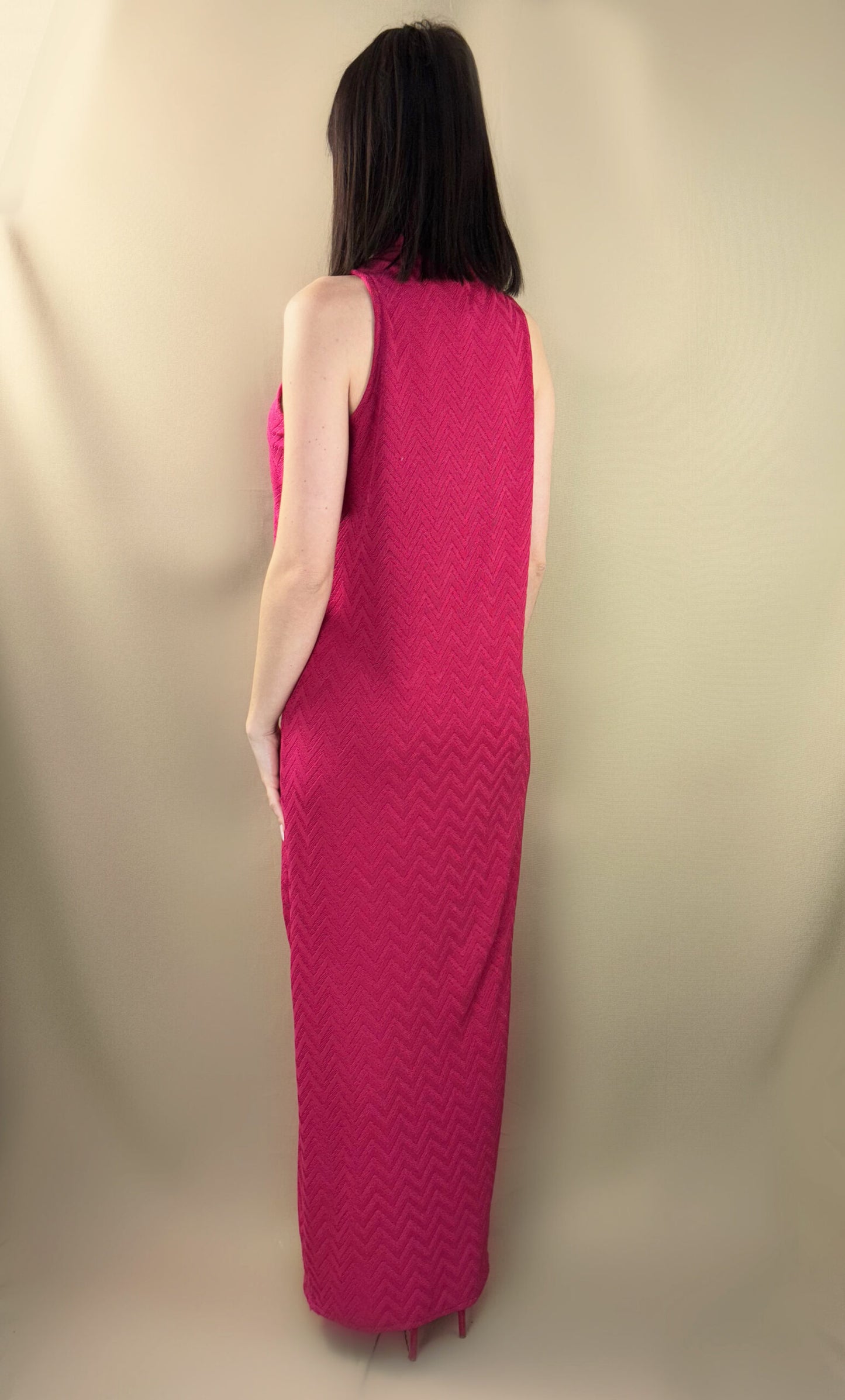 ROBE LONGUE ROSE EN MAILLE