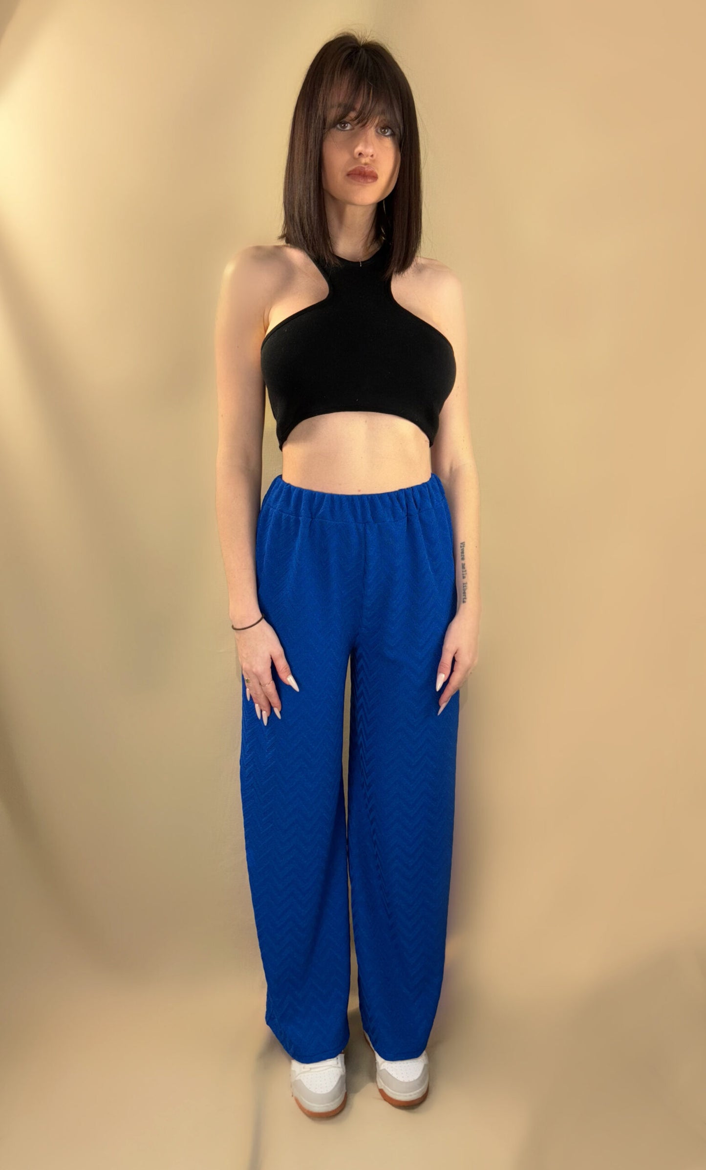 PANTALON EN MAILLE BLEU